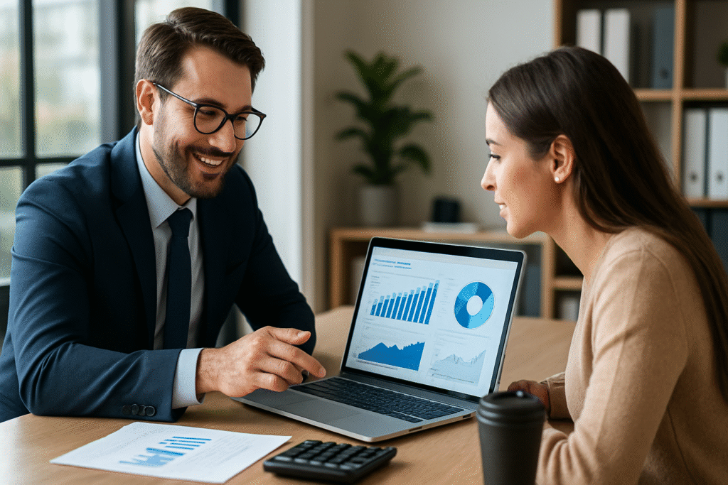 Consultor Financeiro: Como Organizar Suas Finanças em 2025 Consultor financeiro ajudando na organização financeira