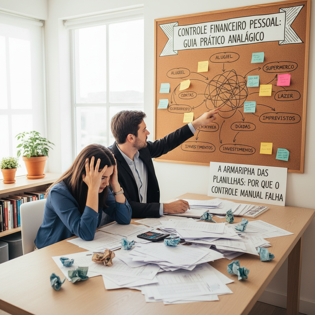 Pessoa frustrada com planilha de controle de gastos no Excel