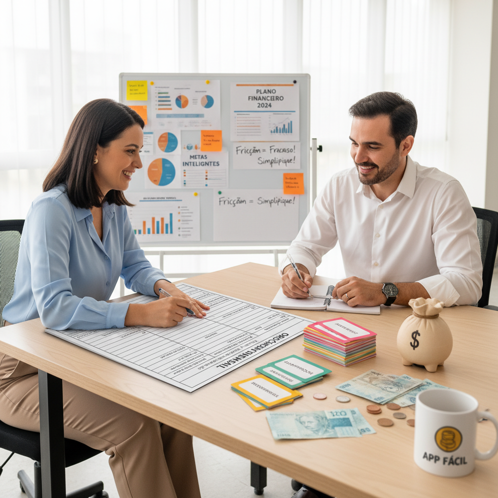 Gráfico mostrando a falha das planilhas e a fricção que impede o uso de um aplicativo de finanças pessoais