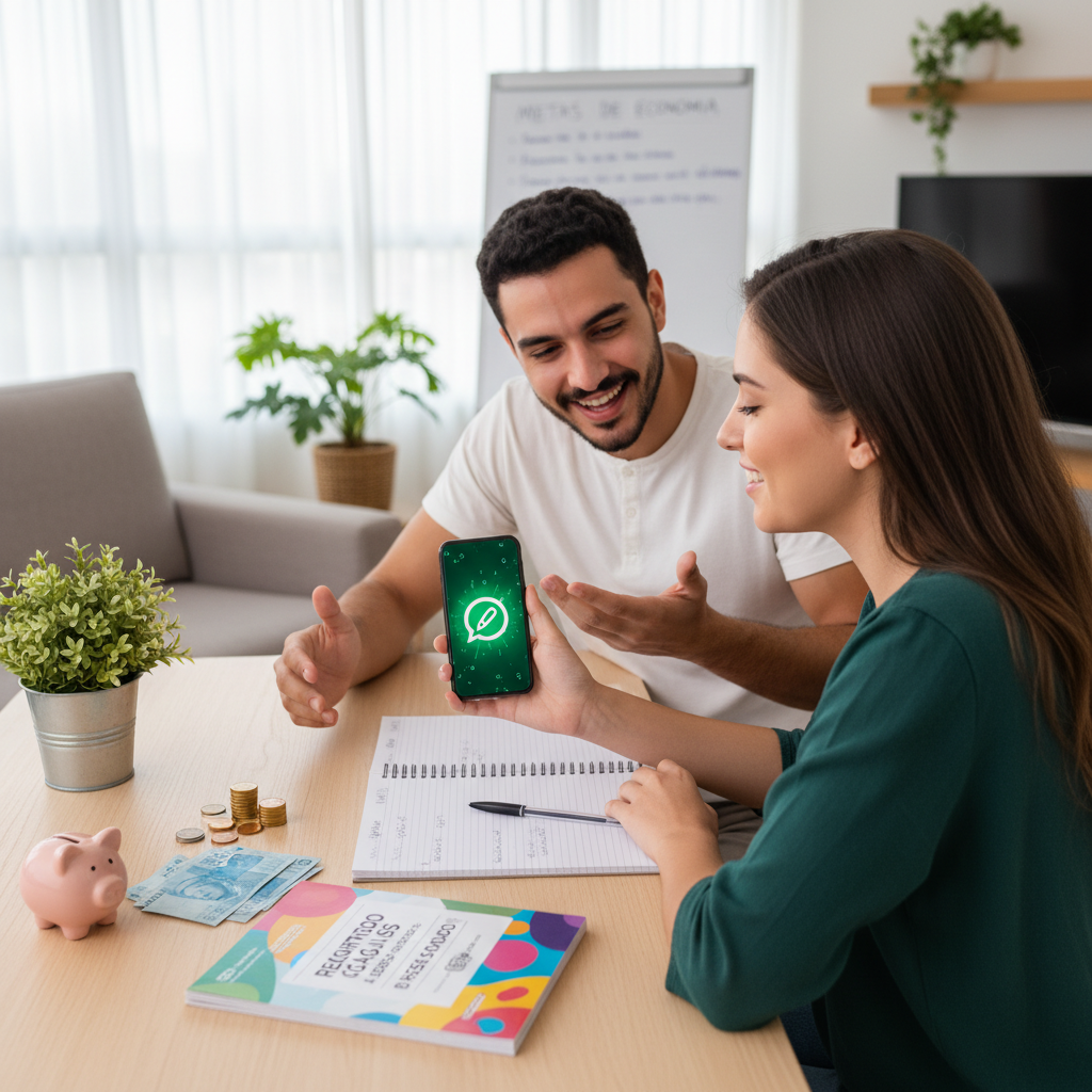Tela do WhatsApp mostrando o uso do ZapGastos para registrar despesas rapidamente