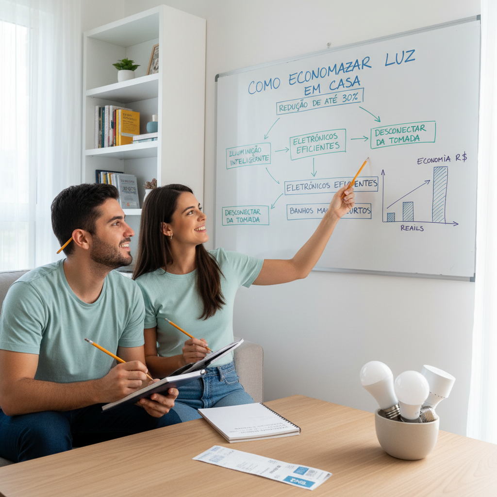 Como economizar luz em casa através da matemática financeira e hábitos eficientes