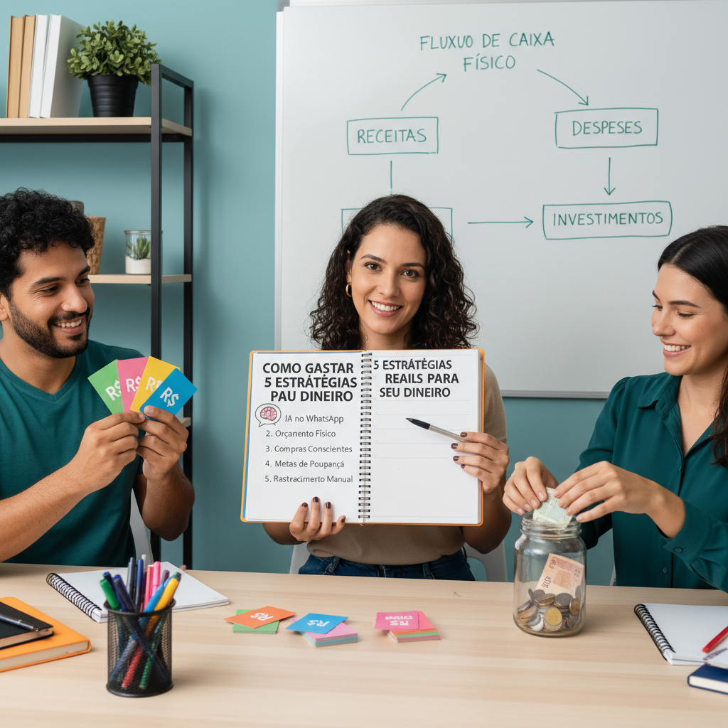 Interface de conversa no WhatsApp mostrando o ZapGastos como ferramenta para gastar menos com IA