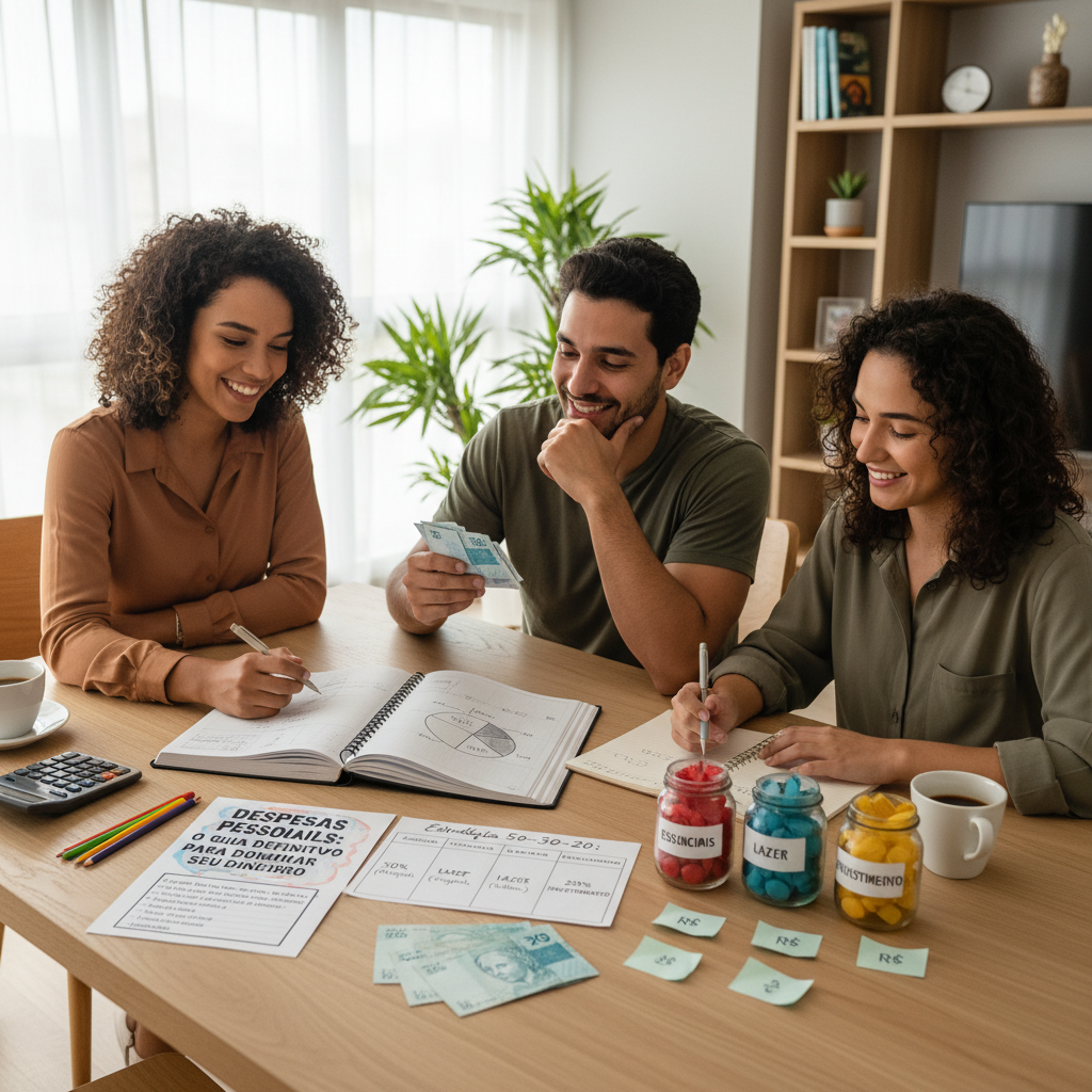 Infográfico da estratégia 50-30-20 para organizar despesas pessoais