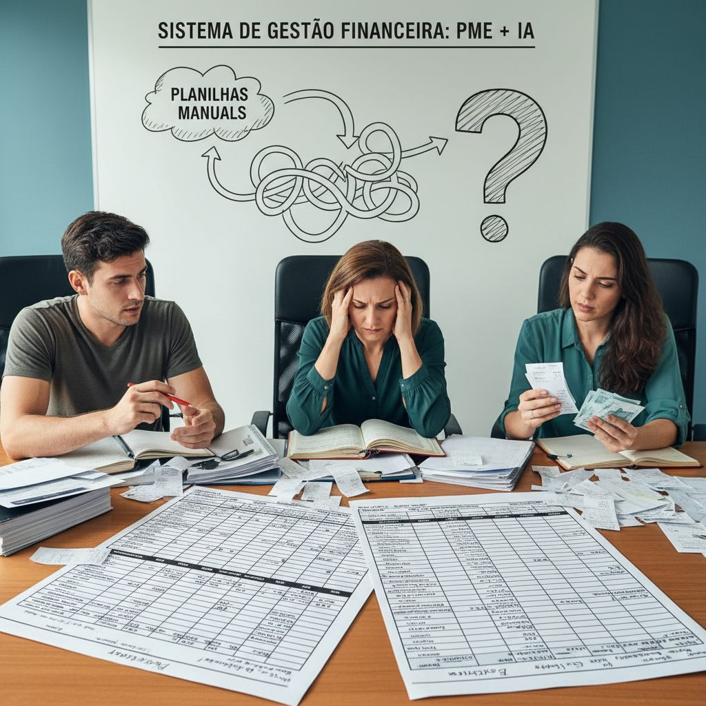 Empresário frustrado com planilhas de controle de gastos no Excel