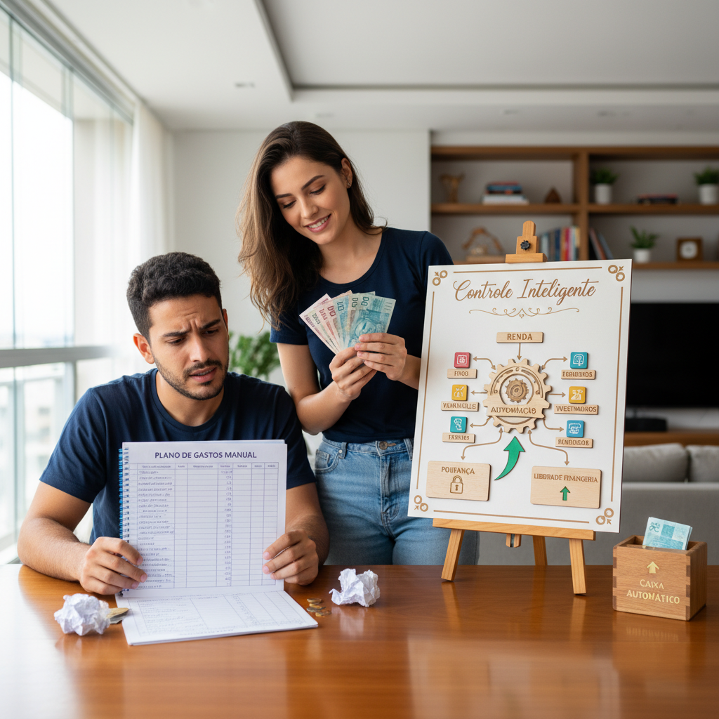 Comparação entre planilhas manuais e automação inteligente no controle de gastos online