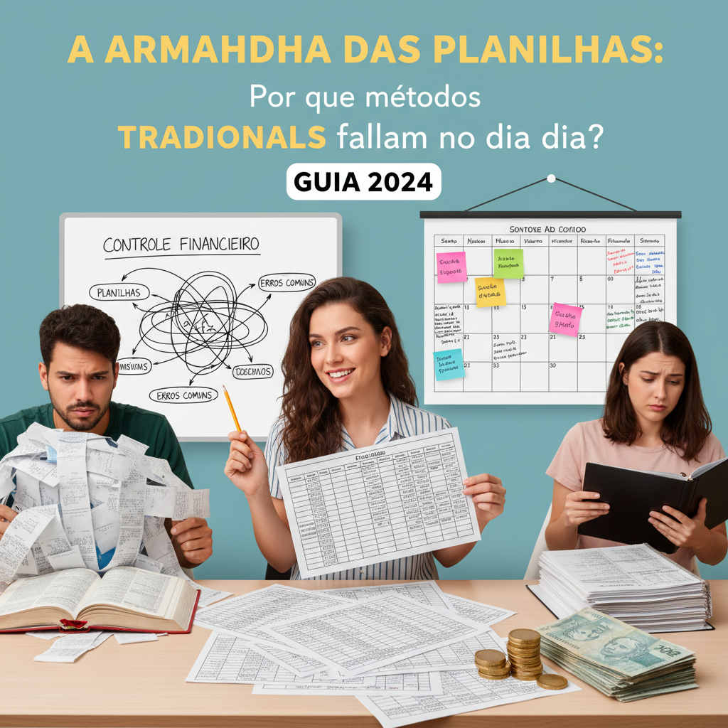 Controle Financeiro no Celular: 10 Maneiras de Organizar o Orçamento Comparação entre a complexidade de planilhas e a facilidade do controle financeiro no celular