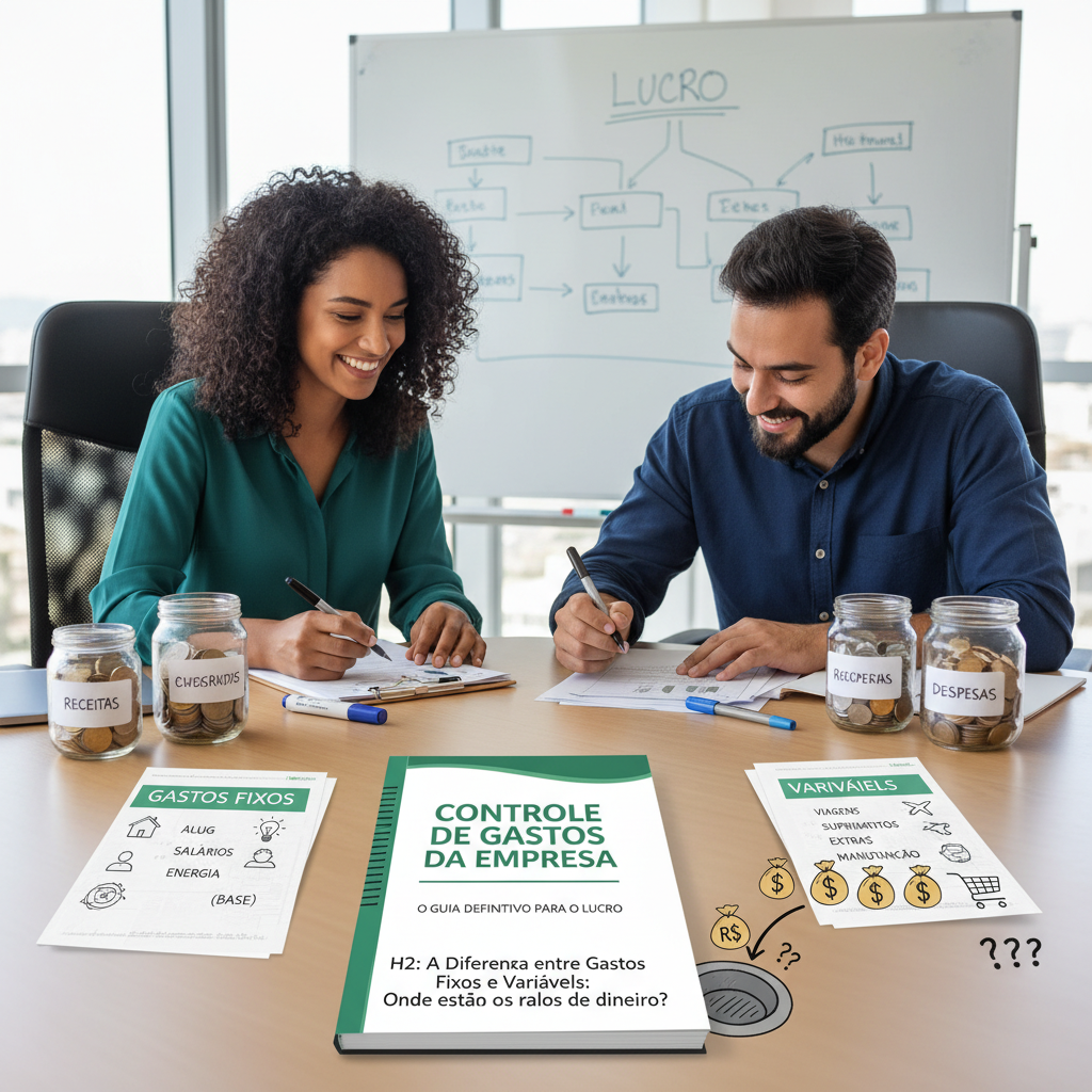 Infográfico mostrando a separação entre custos fixos e variáveis no controle de gastos da empresa