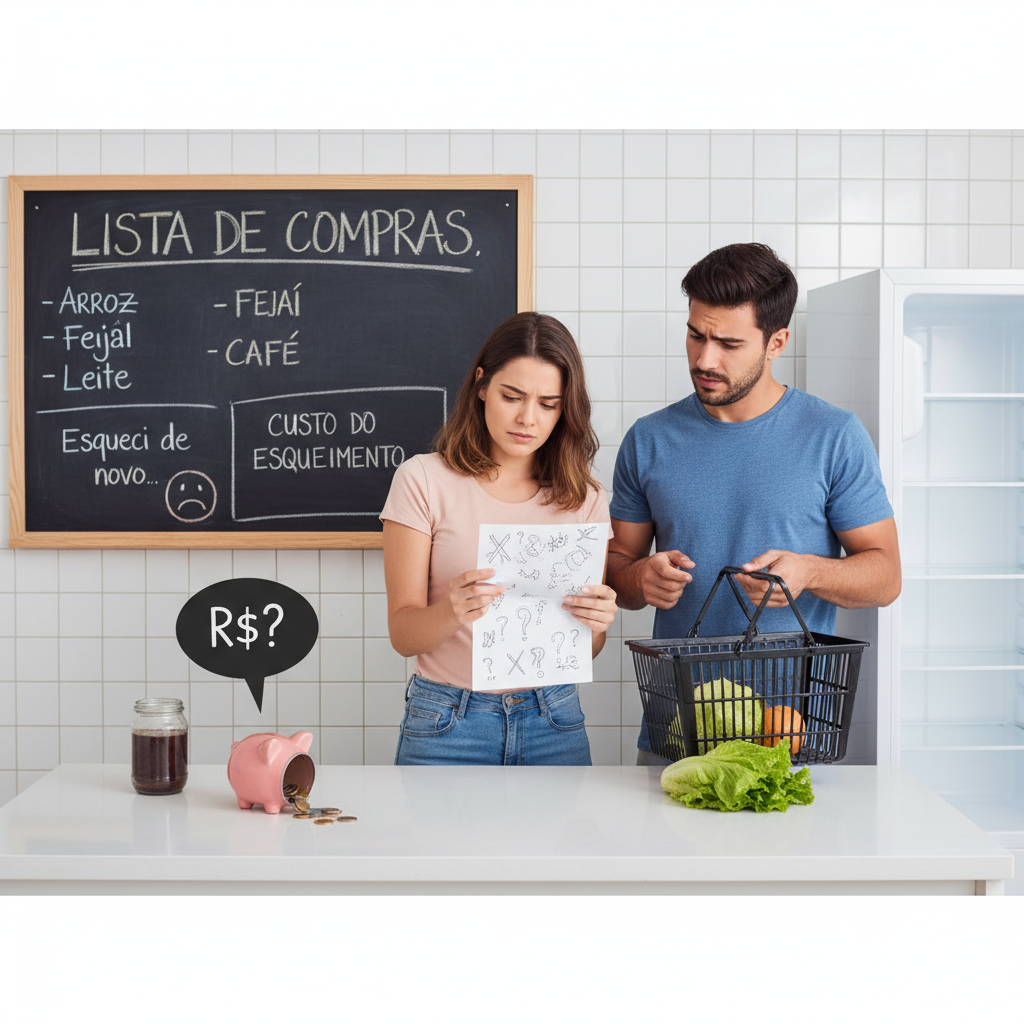 Dificuldades de usar listas manuais de papel no supermercado