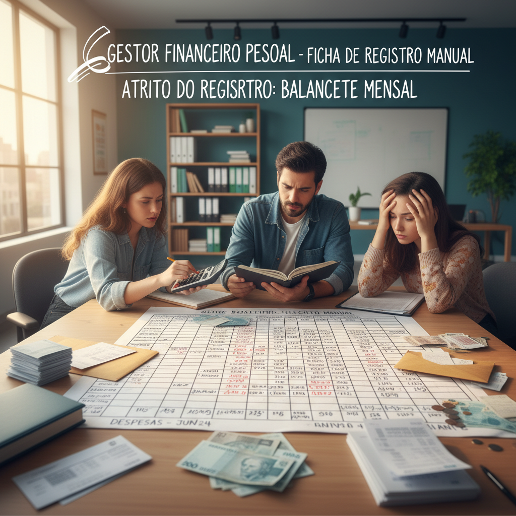 Pessoa frustrada tentando preencher uma planilha de controle de gastos no Excel