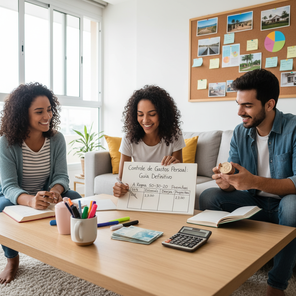 Gráfico da regra 50-30-20 para controle de gastos pessoal e organização financeira