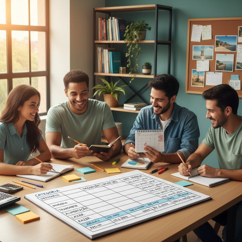 Categorias de gastos divididas em custos fixos e variáveis no excel