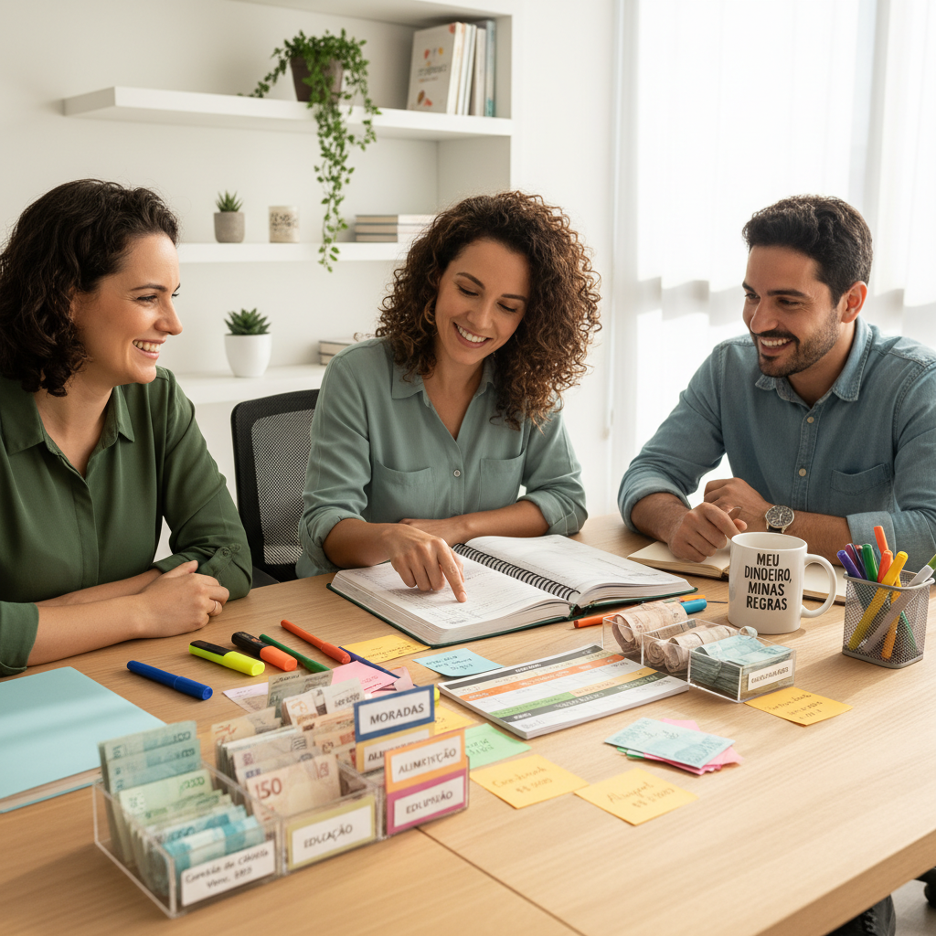 Gráfico de categorias mostrando a divisão inteligente de gastos fixos e variáveis