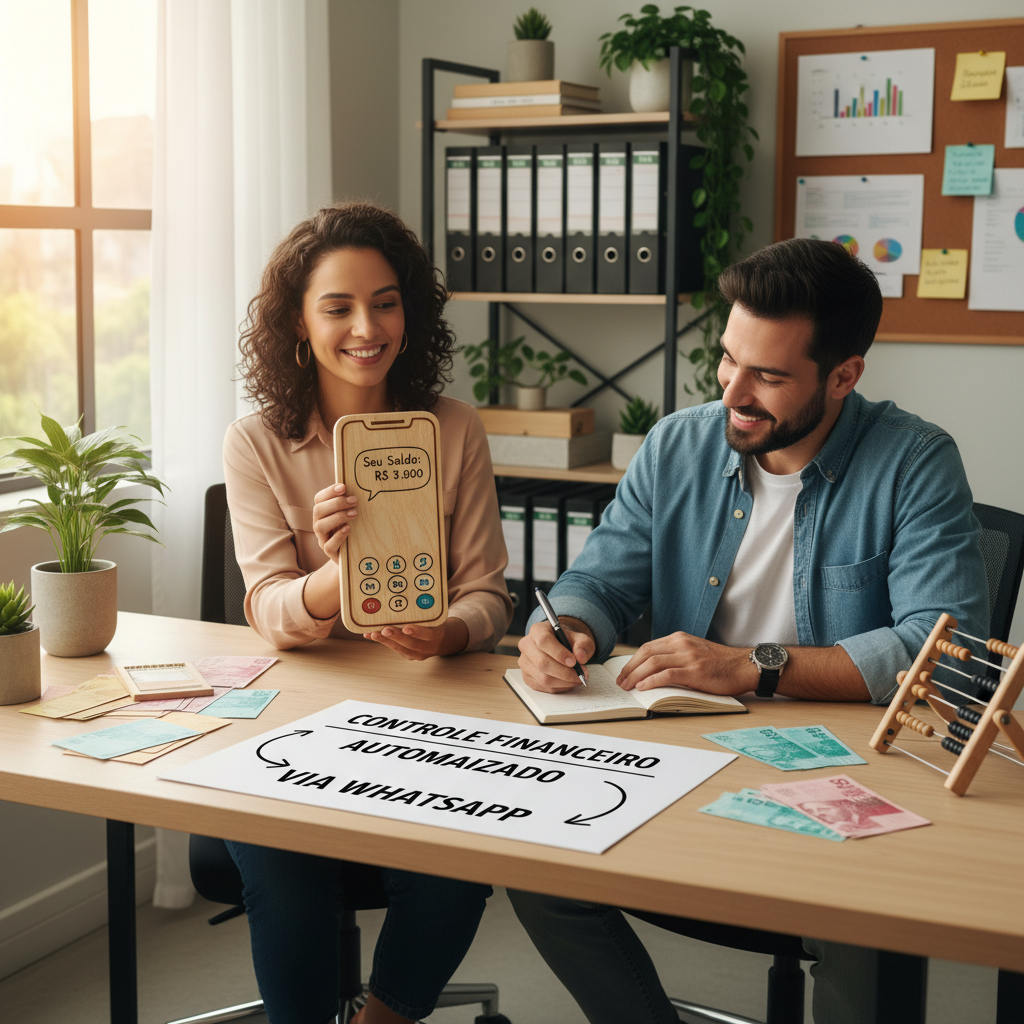 Interface de automação de controle financeiro online grátis via WhatsApp