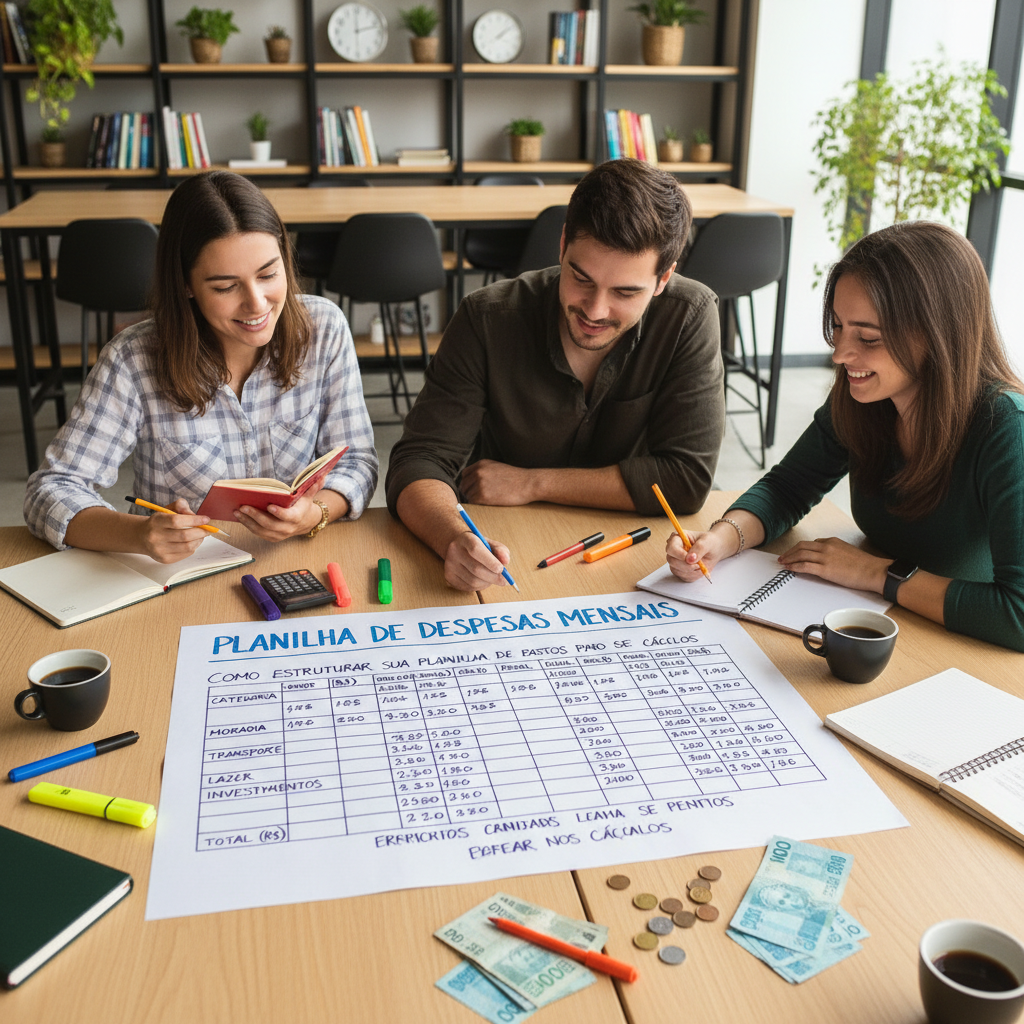 Gráficos e categorias em uma planilha despesas mensais excel