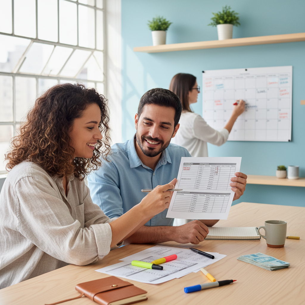 Exemplo de controle de gastos mensais para imprimir com divisões de receitas e despesas