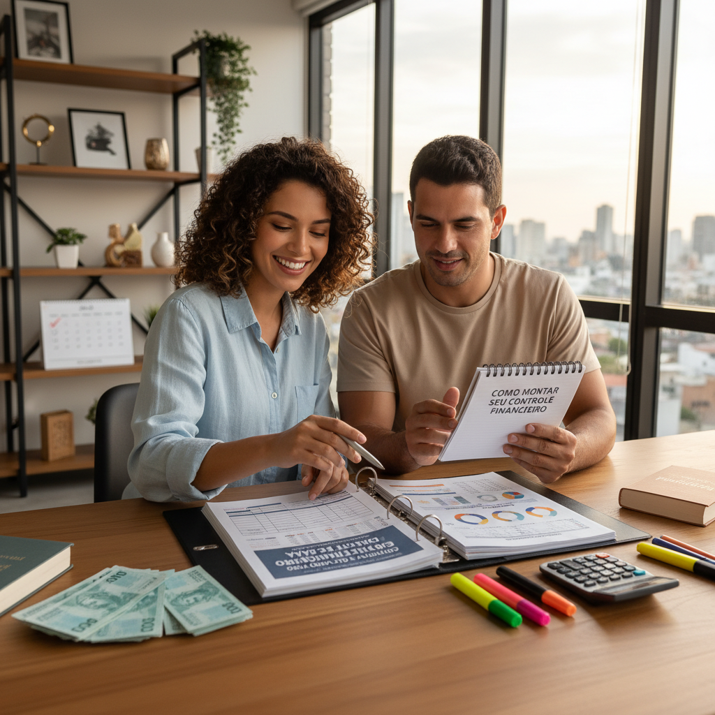Passo a passo de como montar controle financeiro mensal pdf com colunas de receitas e gastos