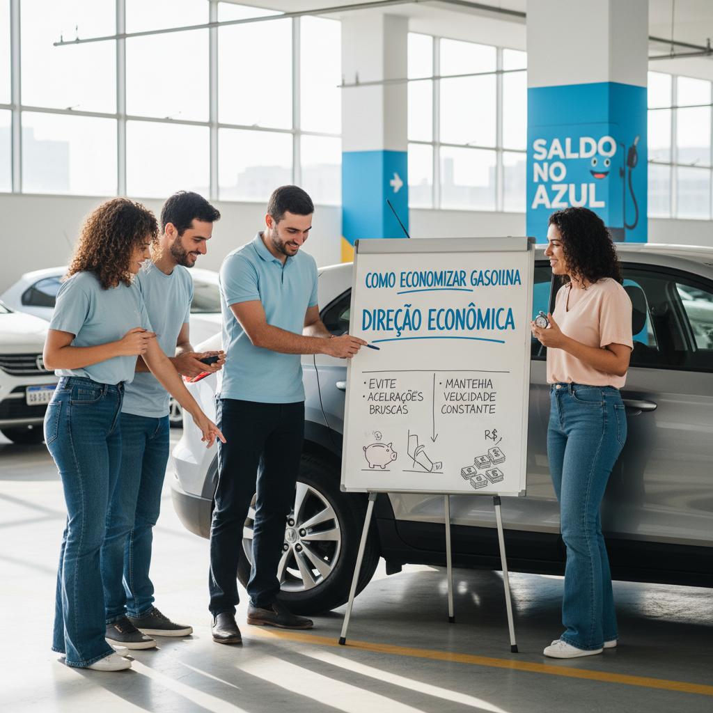 Motorista dirigindo de forma suave para economizar gasolina