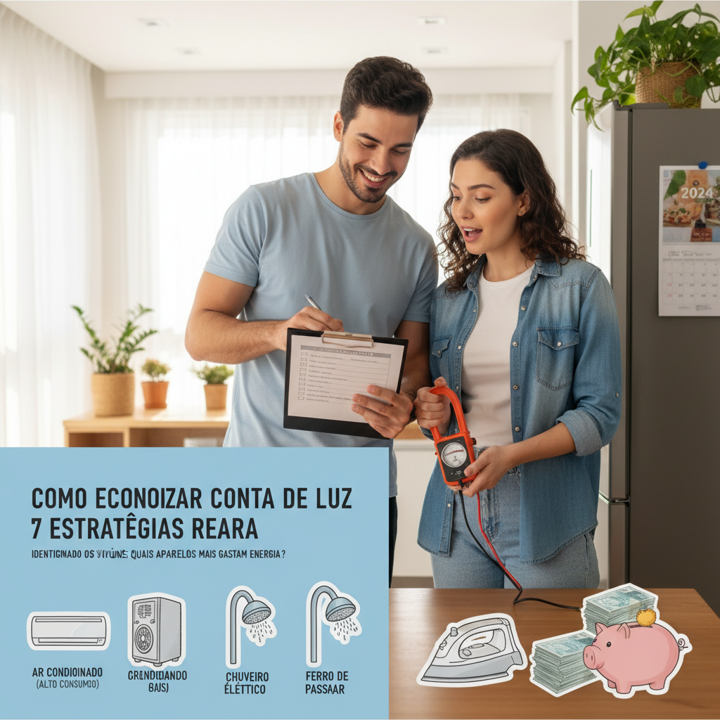 Infográfico mostrando aparelhos domésticos que mais consomem energia elétrica