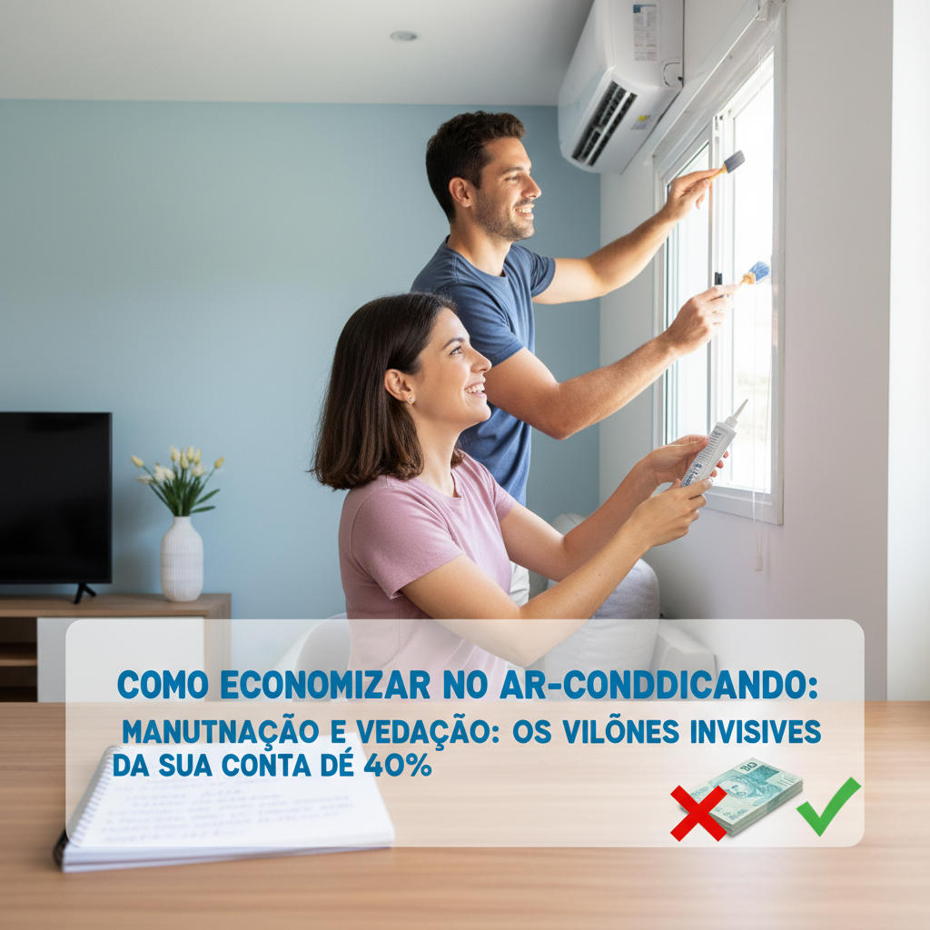 Manutenção de filtros e vedação de janelas para economizar energia com ar condicionado