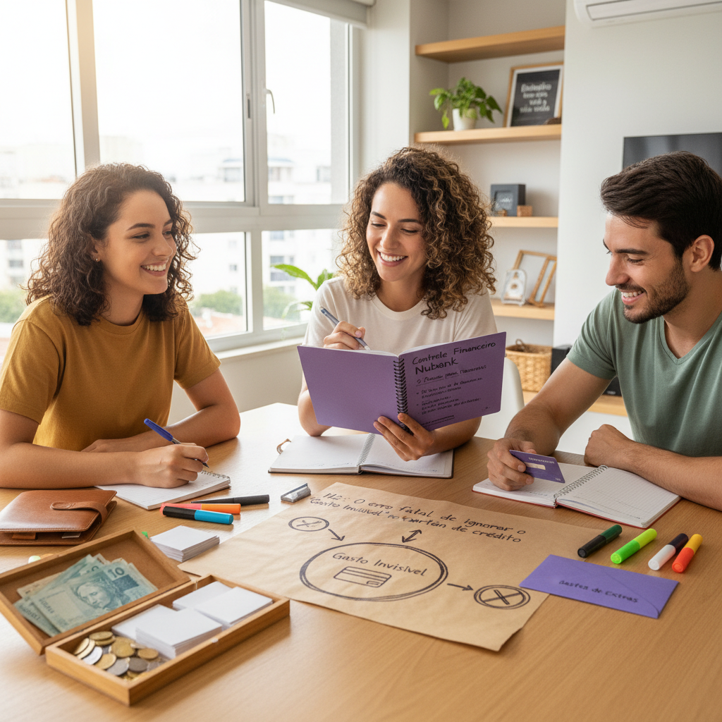 Smartphone exibindo notificações de gastos invisíveis e pequenos valores de compras por impulso