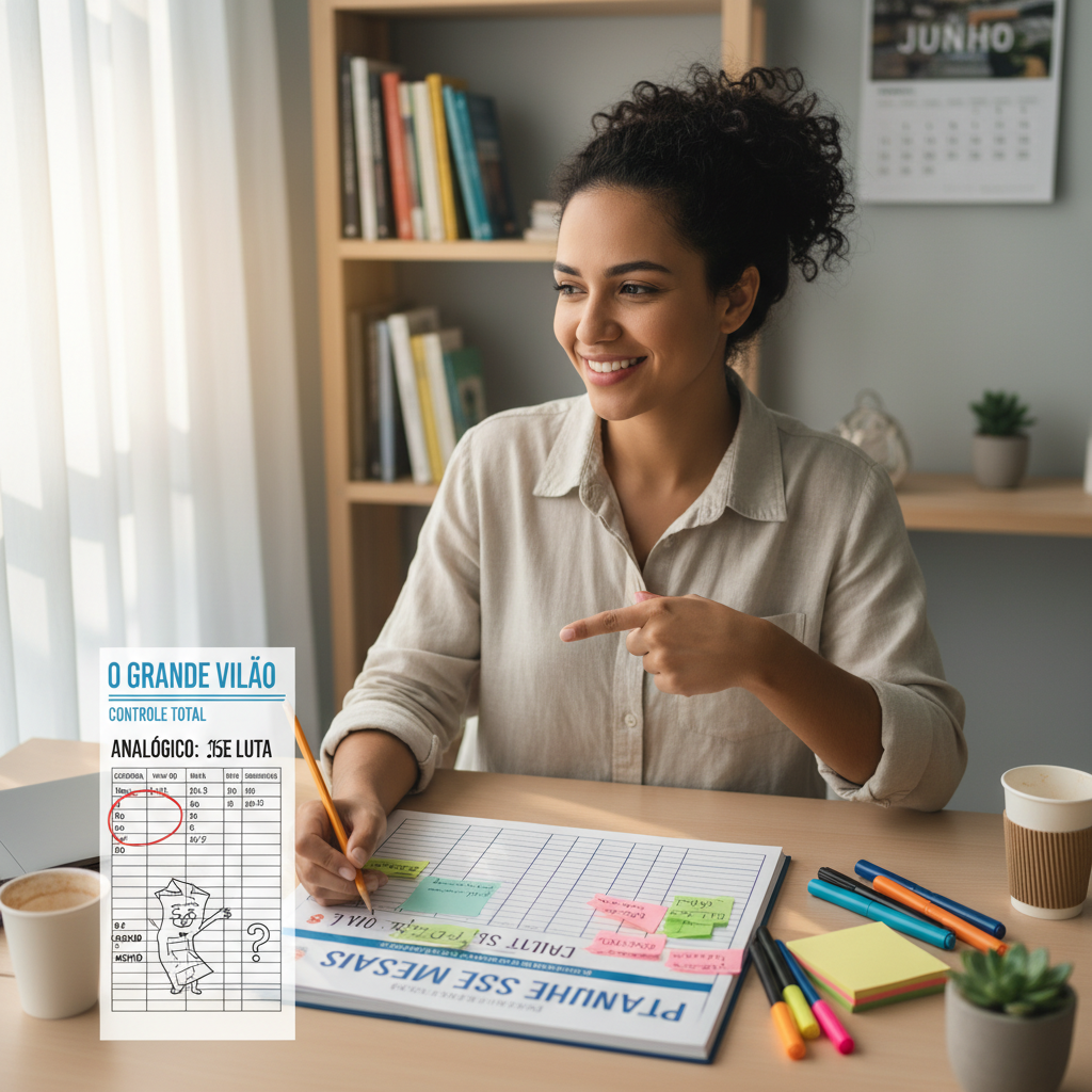 Pessoa cansada em frente ao computador tentando preencher planilha despesas mensais excel