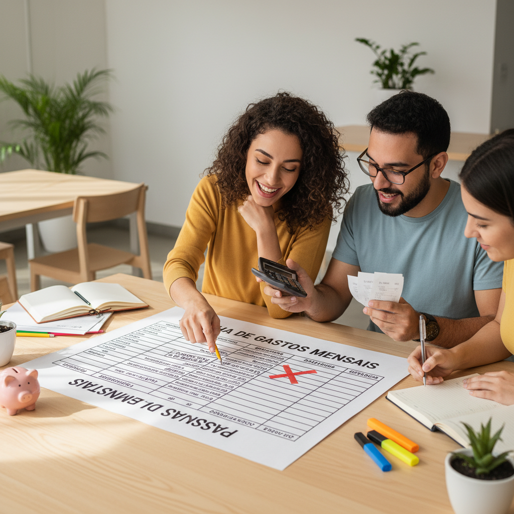 Homem cansado olhando para o computador tentando preencher planilha de despesas mensais