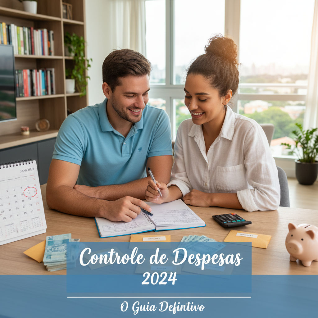 Homem analisando controle de despesas pessoais no celular com expressão de dúvida