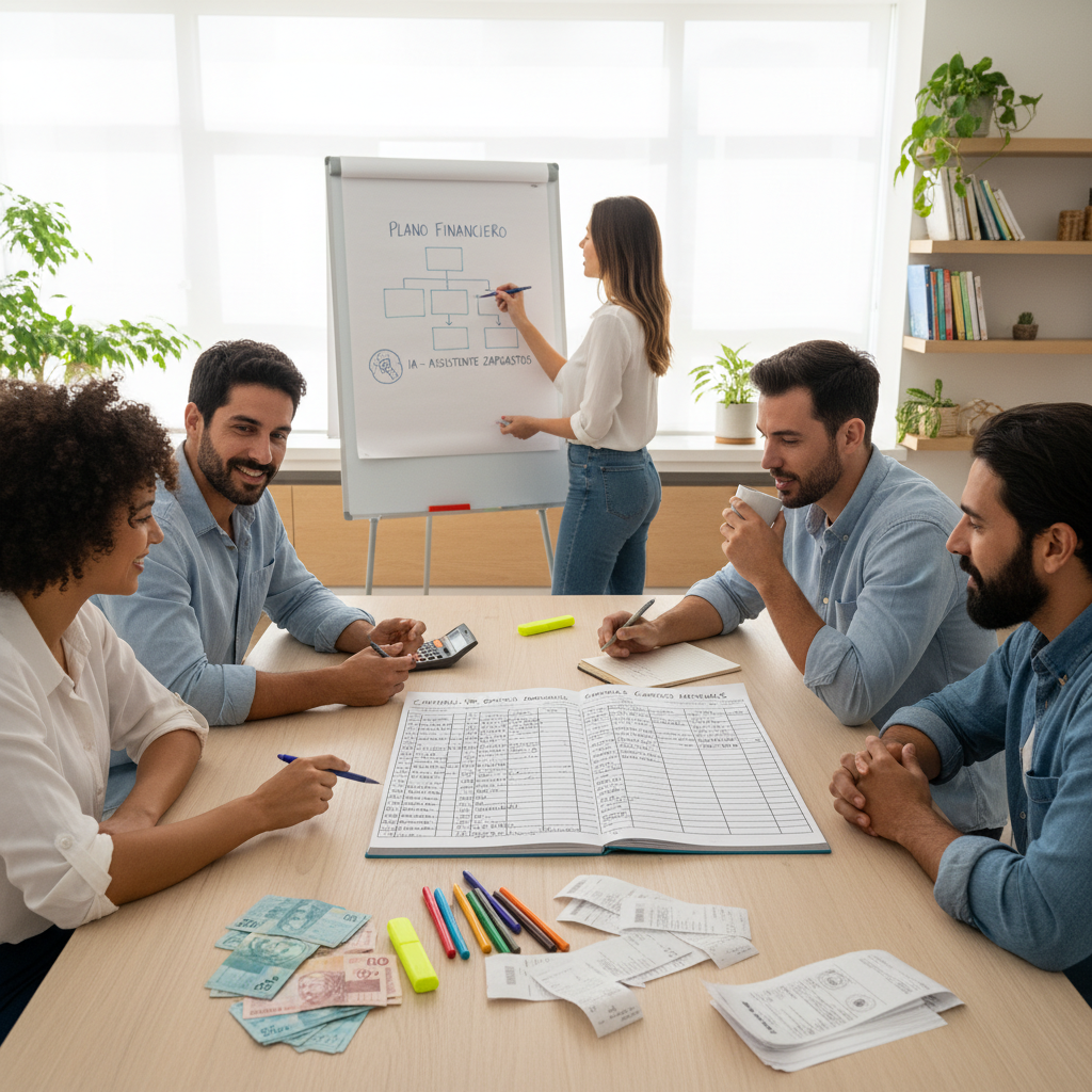 Homem analisando gráfico de controle de gastos mensais planilha e buscando liberdade financeira