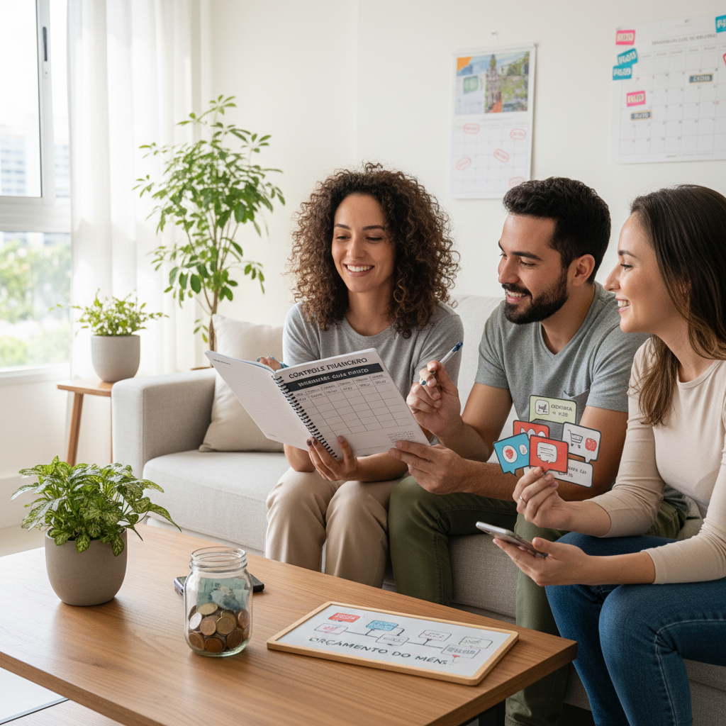 Homem usando o WhatsApp para gerenciar finanças pessoais com o ZapGastos