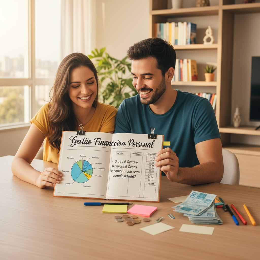 Homem analisando gestão financeira pessoal grátis no celular de forma simplificada