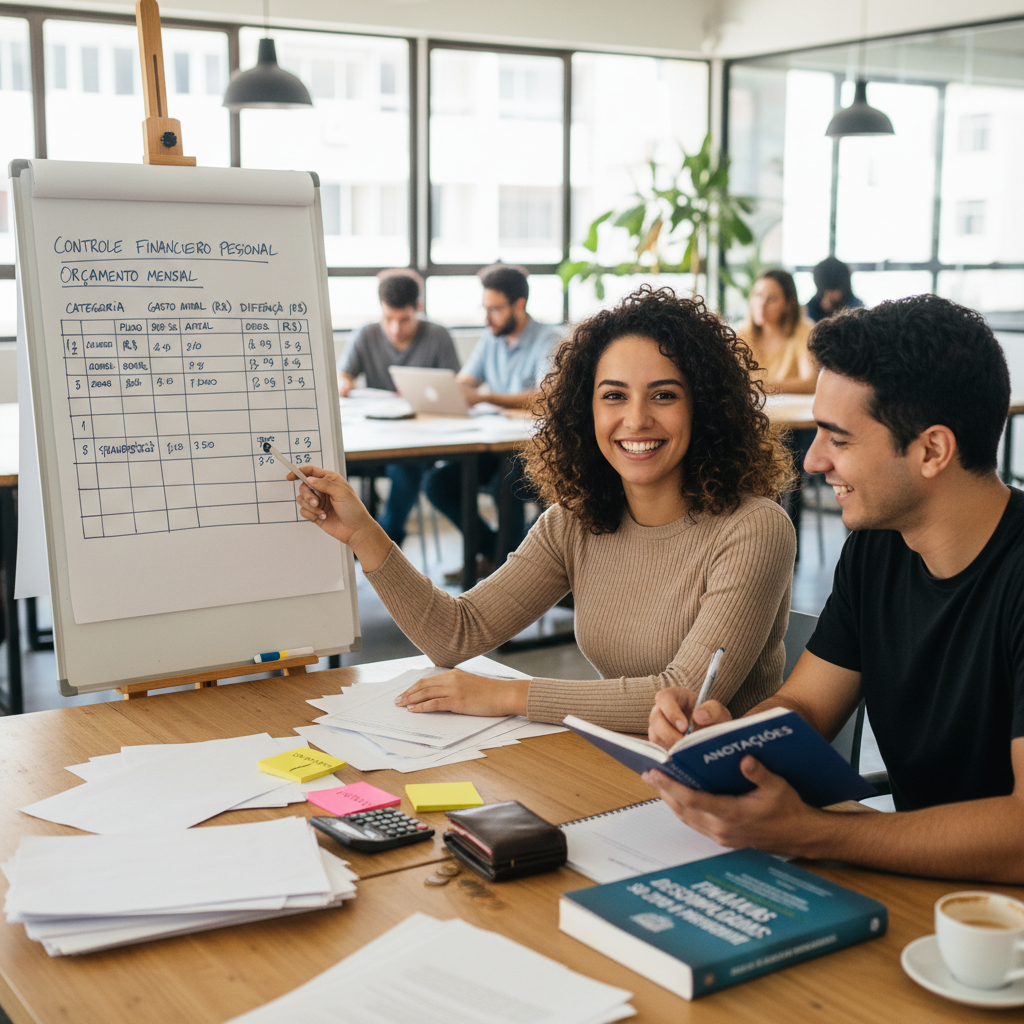 Homem analisando controle de gastos pessoais excel em um computador