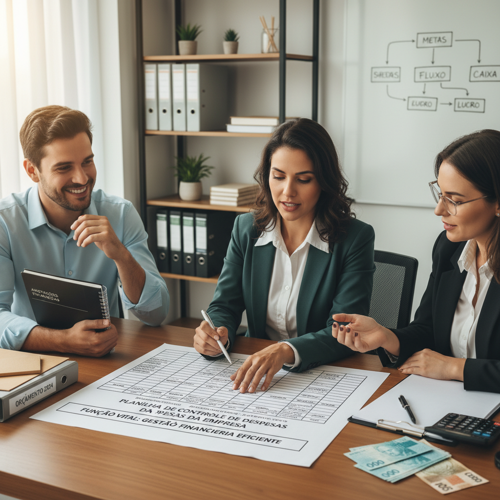 Planilha de Controle de Despesas Empresa: Como Evitar a Falência Silenciosa Empresário analisando planilha de controle de despesas empresa para organizar custos fixos e variáveis