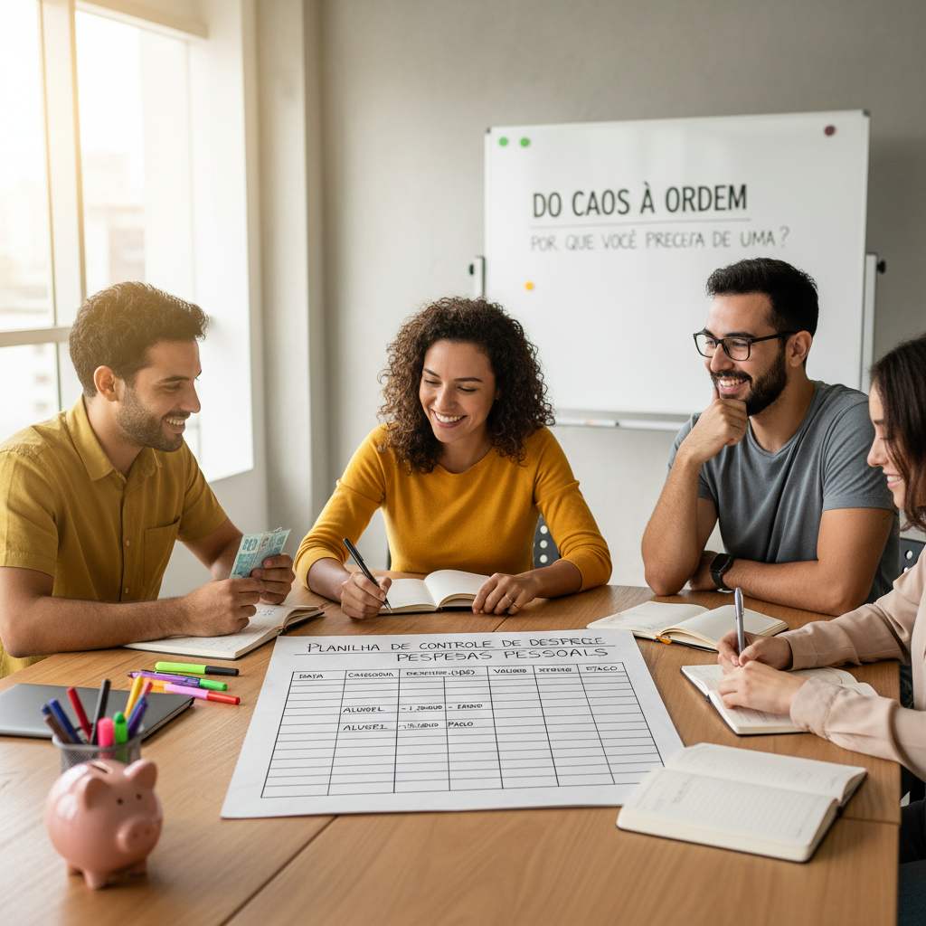 Homem analisando planilha de controle de despesas pessoais no computador para organizar finanças