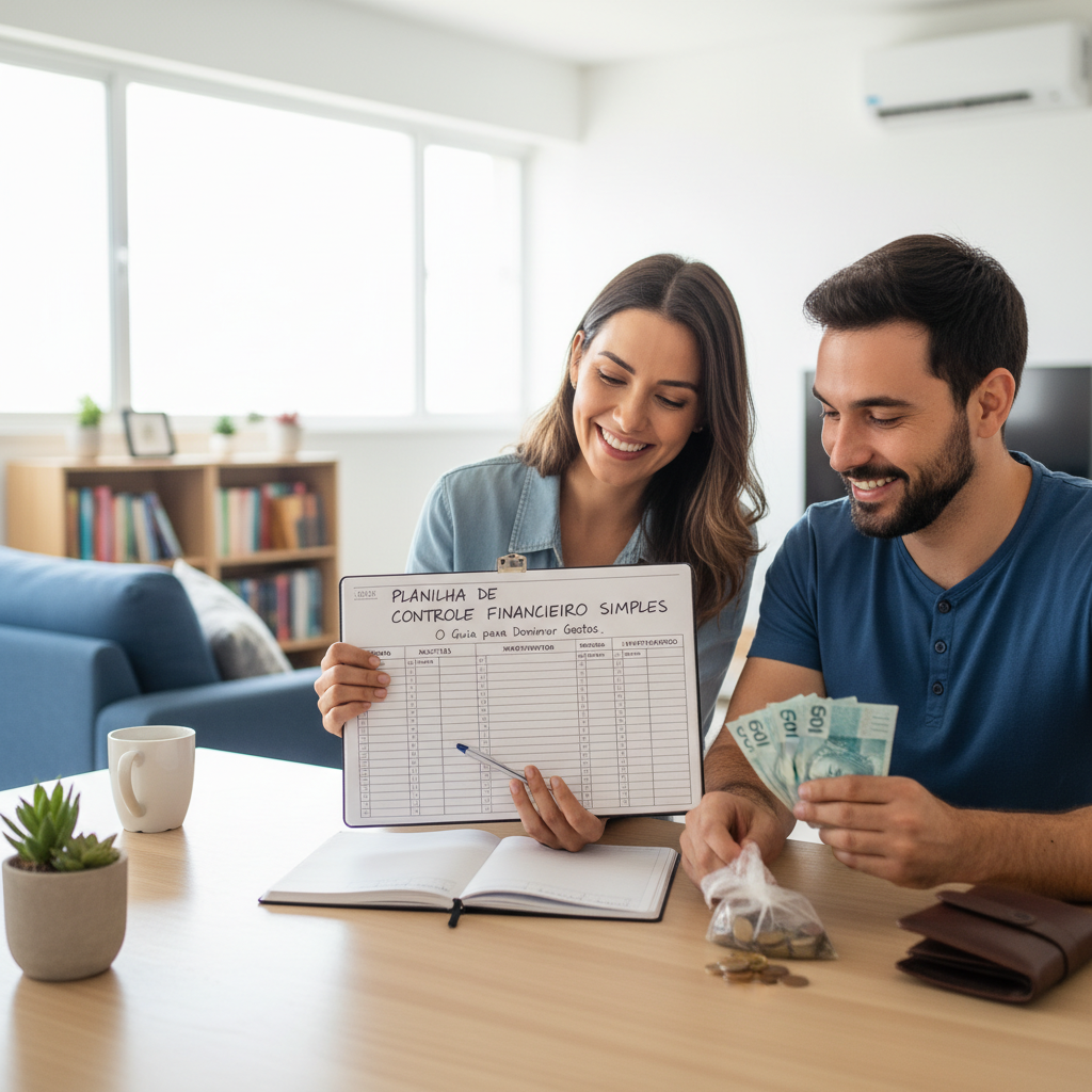 Exemplo de planilha de controle financeiro simples focada em organização de gastos mensais