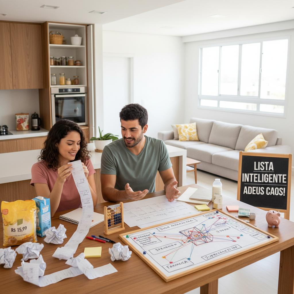 Comparação entre lista de papel esquecida e o uso do WhatsApp para gestão financeira