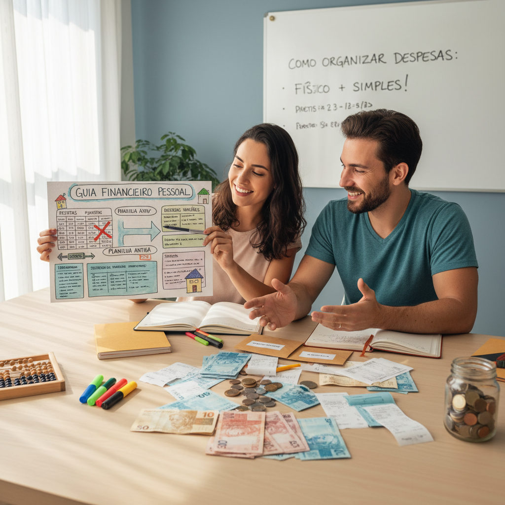 Pessoa frustrada tentando usar controle de gastos no Excel em um computador