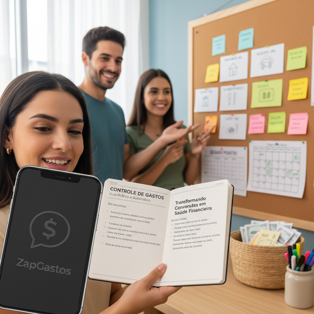 Dashboard do ZapGastos mostrando gráficos de saúde financeira e categorias de gastos