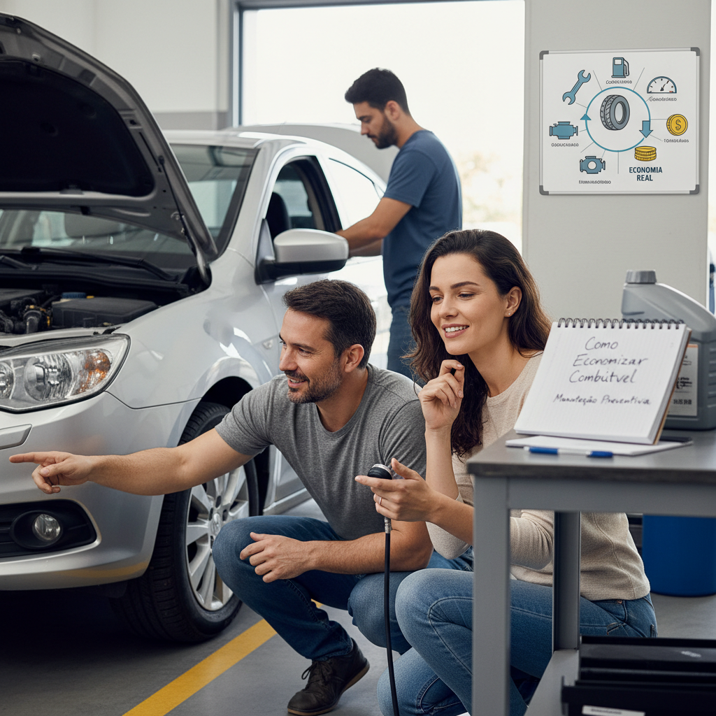Mecânico realizando manutenção preventiva para reduzir consumo de combustível e aumentar eficiência do motor