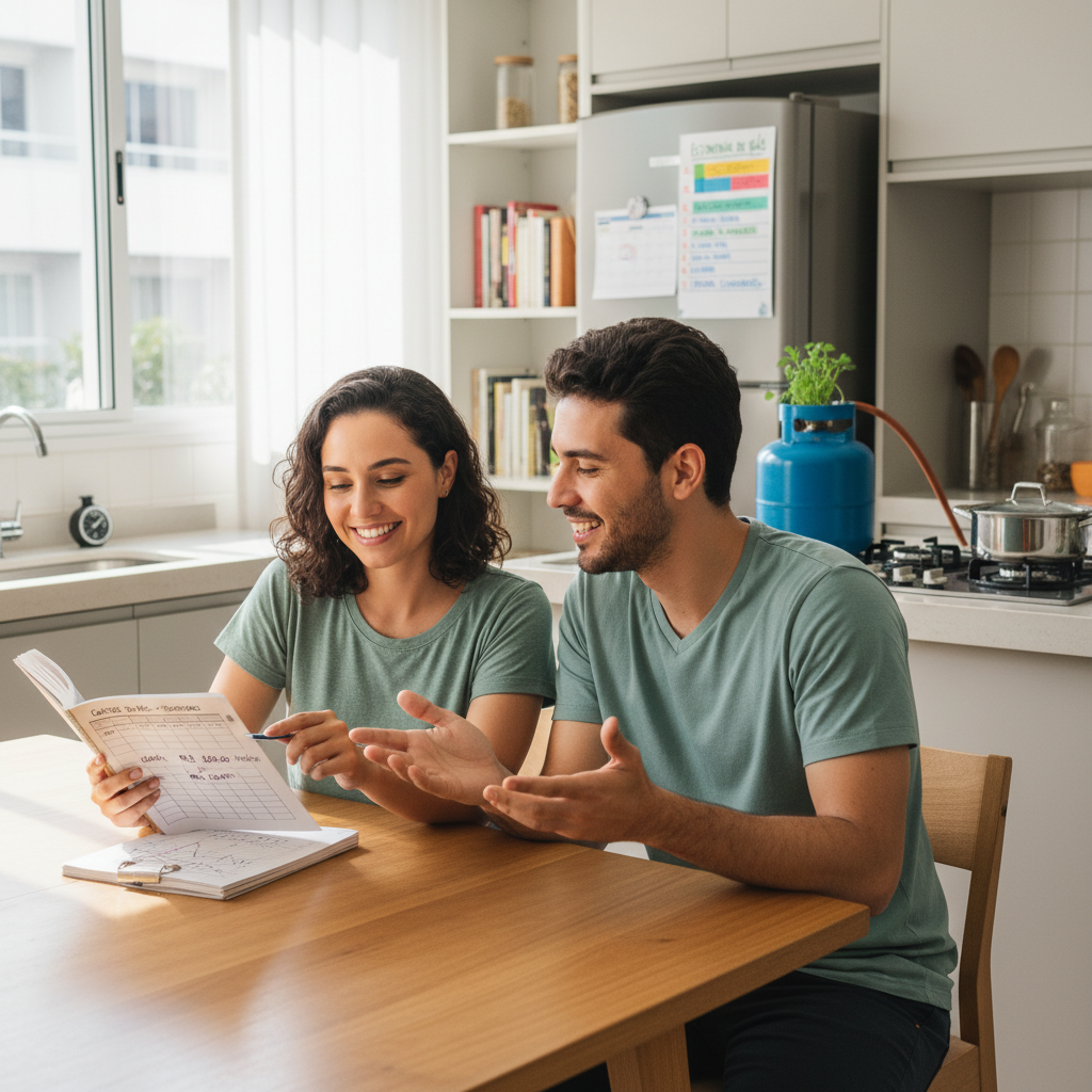 Pessoa frustrada com planilha de gastos e computador