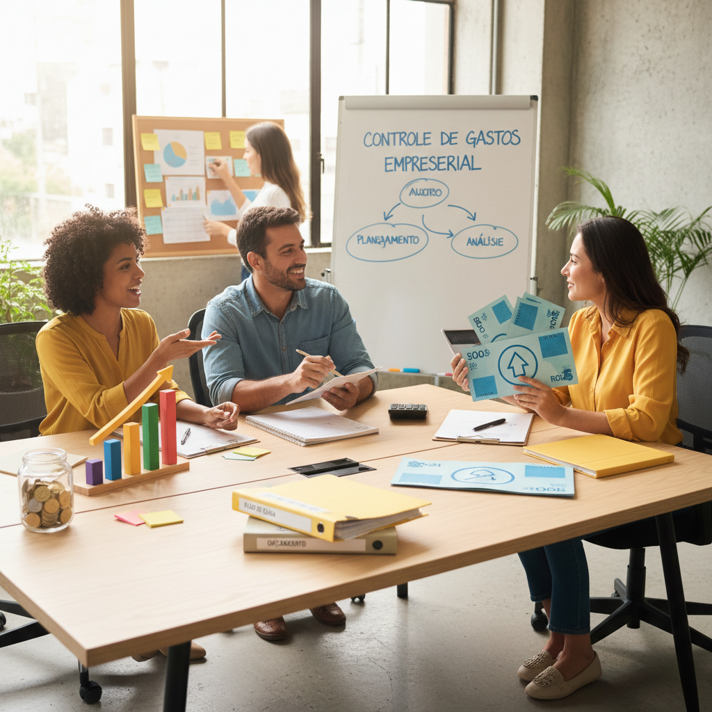 Empresário analisando gráficos de controle de gastos empresarial para aumentar o lucro