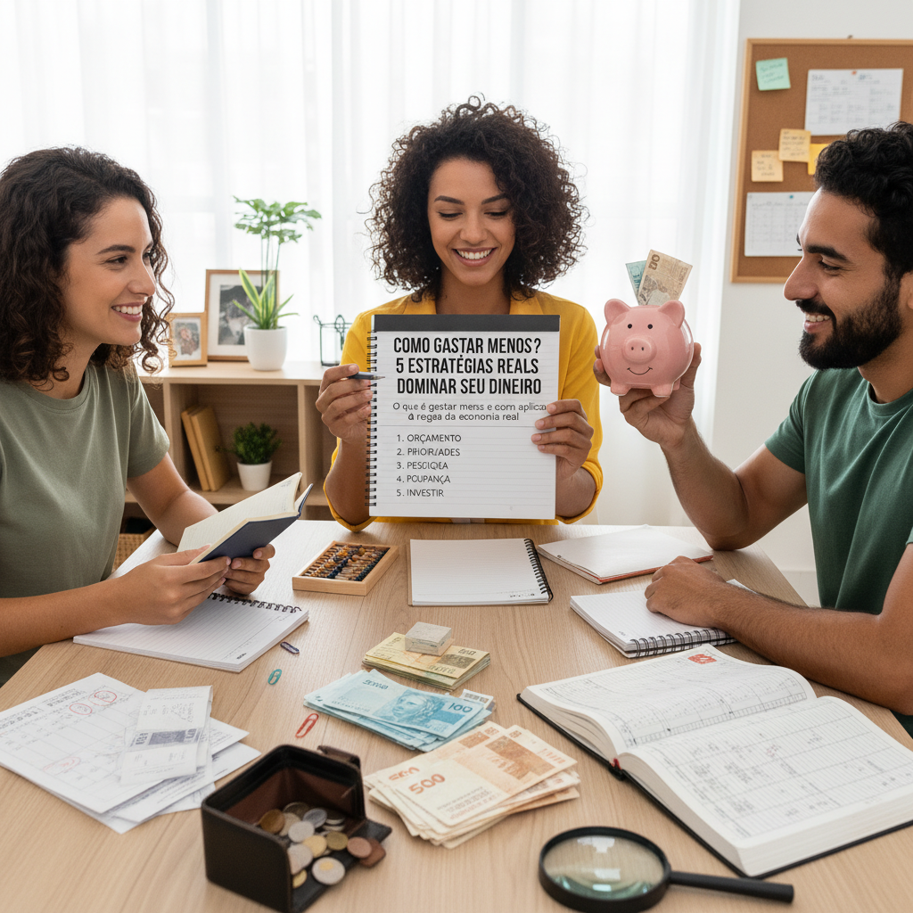 Homem analisando gráfico de barras representando o conceito de gastar menos e otimização financeira