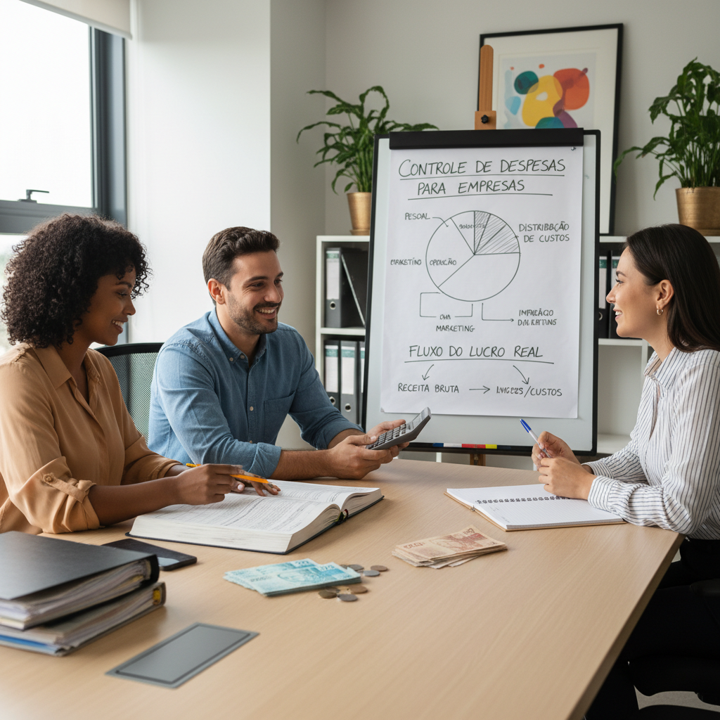 Gestor analisando o controle de despesas para empresas em um painel digital