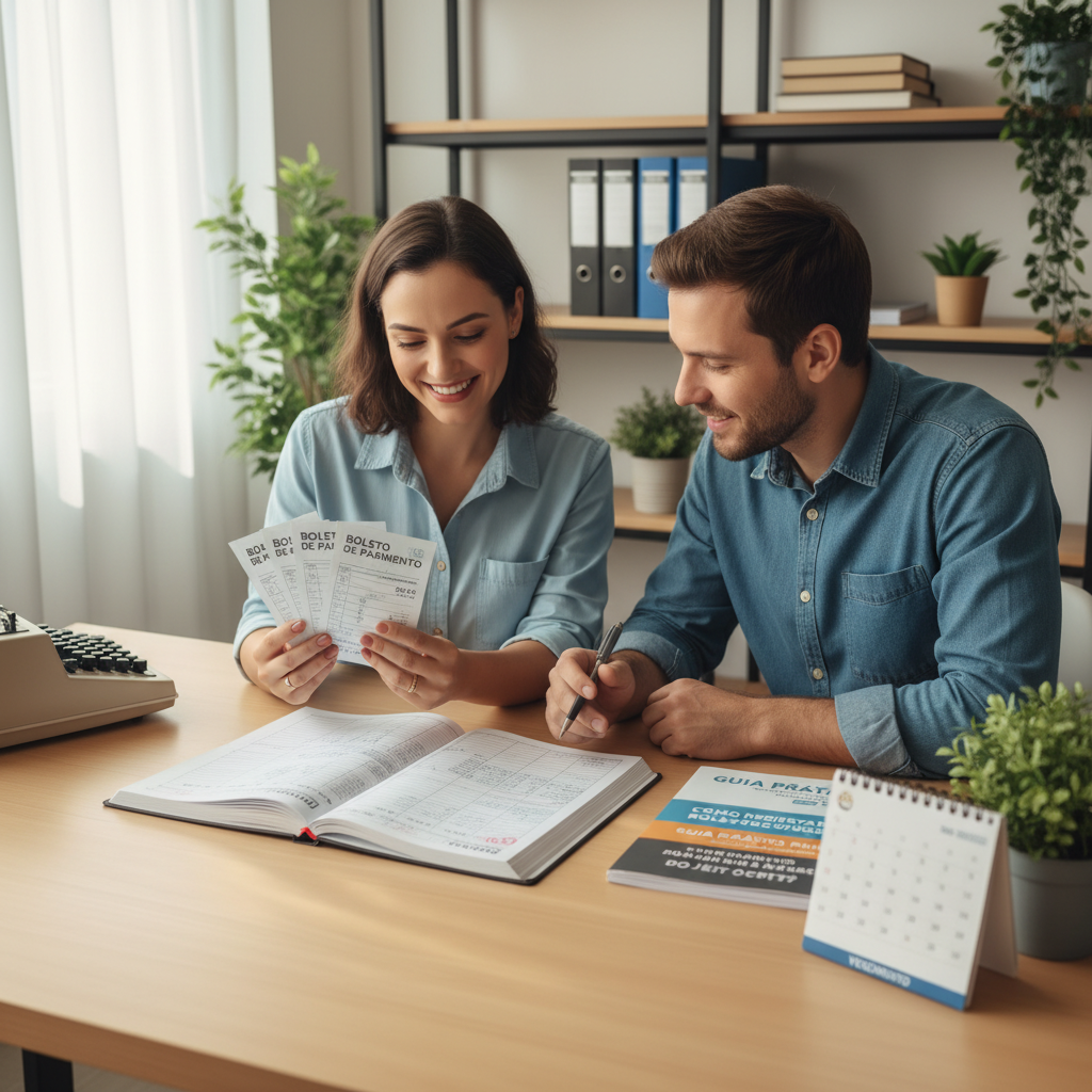 Pessoa organizando finanças e aprendendo a registrar boletos de forma estratégica