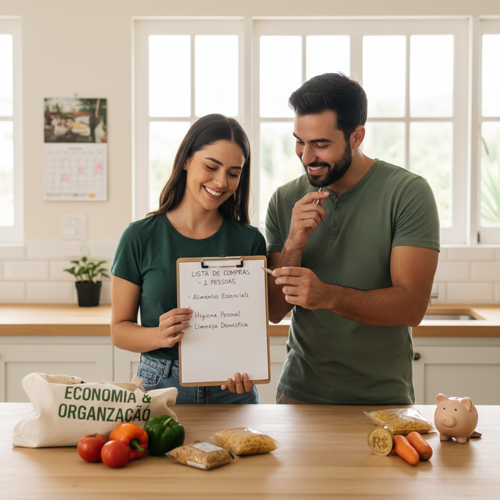 O que não pode faltar na lista de compras para 2 pessoas, planejamento essencial