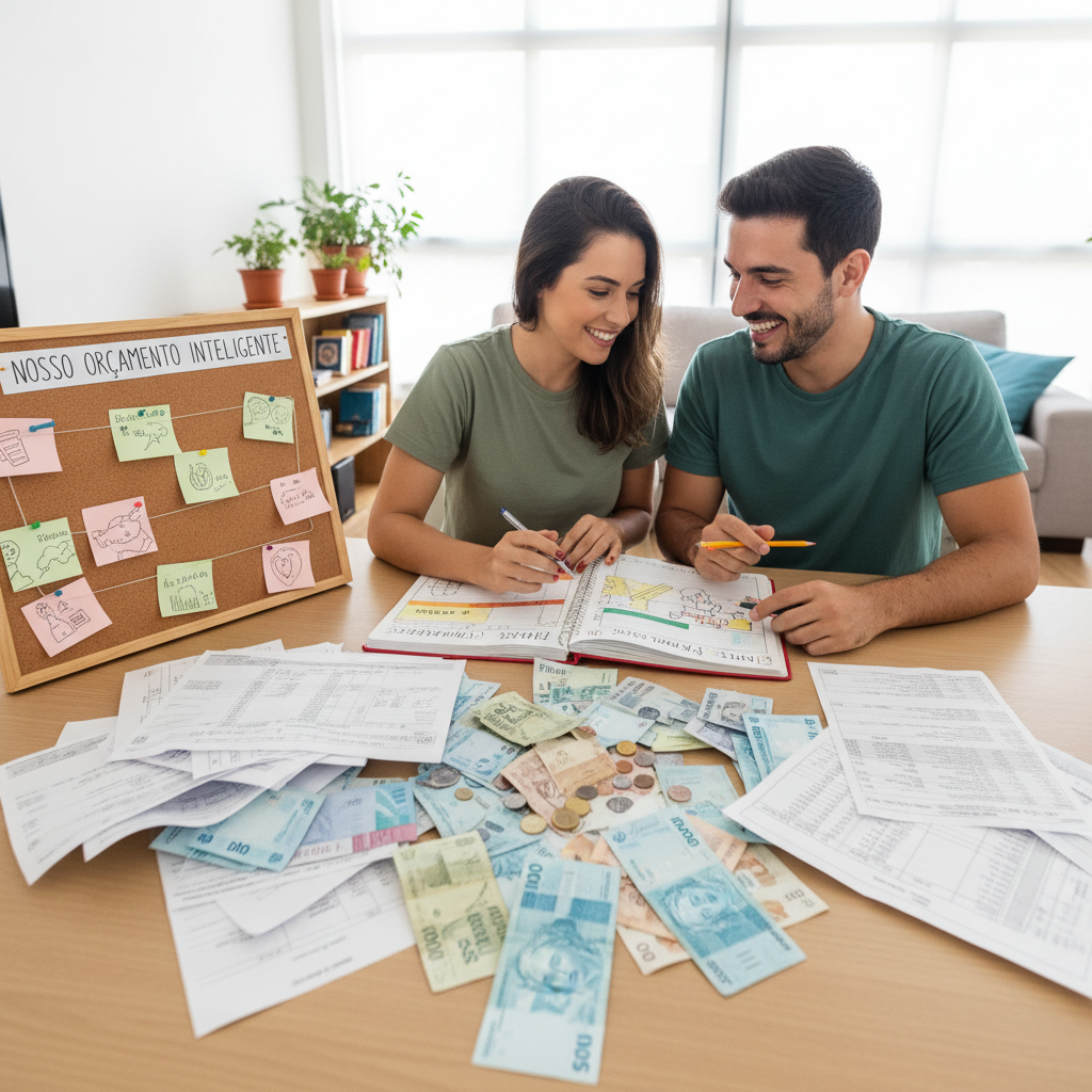Pessoa frustrada diante de um computador tentando preencher uma planilha complexa de despesas de casa