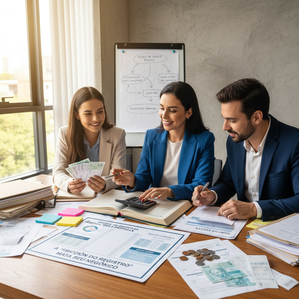 Empresário frustrado com uma planilha de controle de despesas para empresas no computador