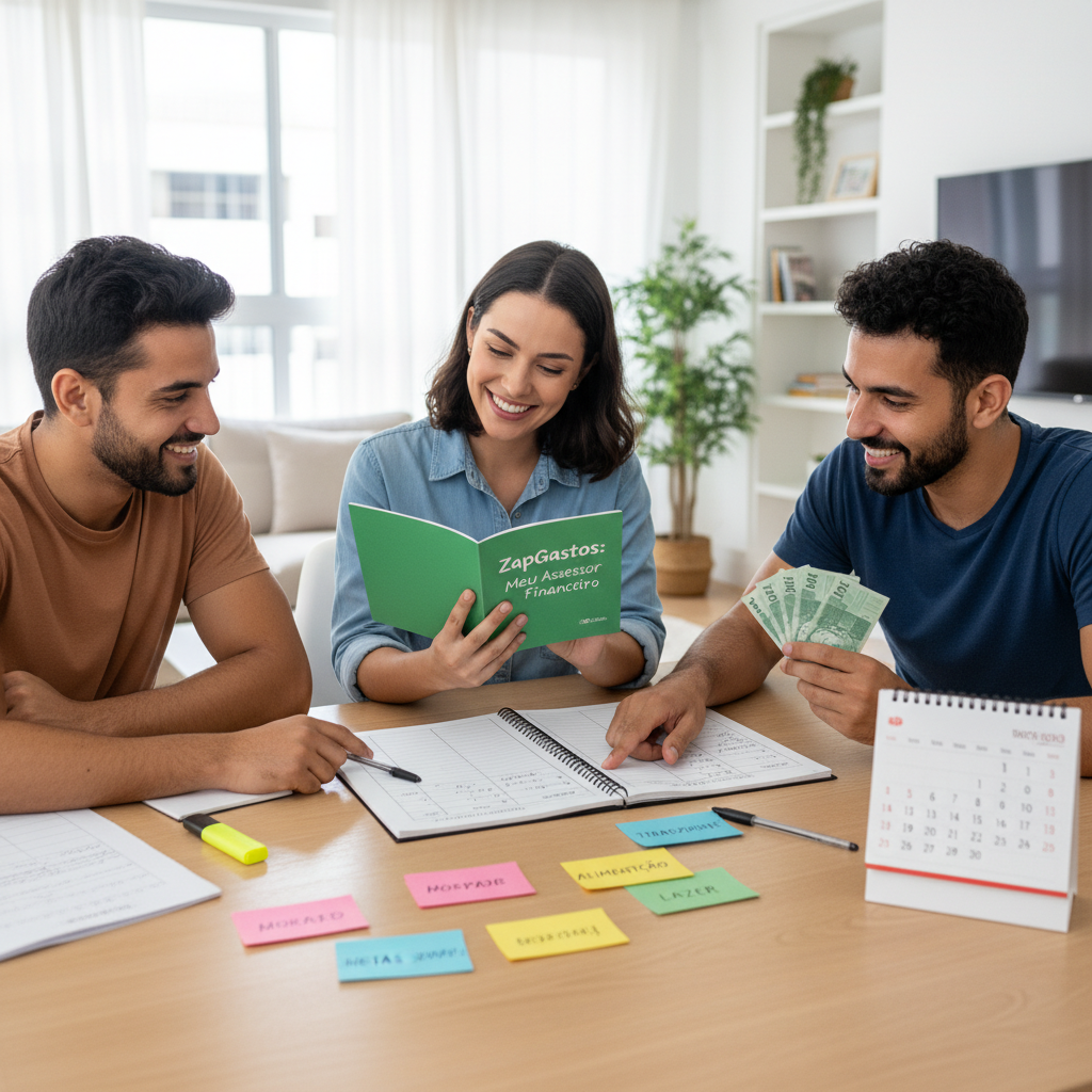 Interface do ZapGastos no WhatsApp mostrando categorização automática