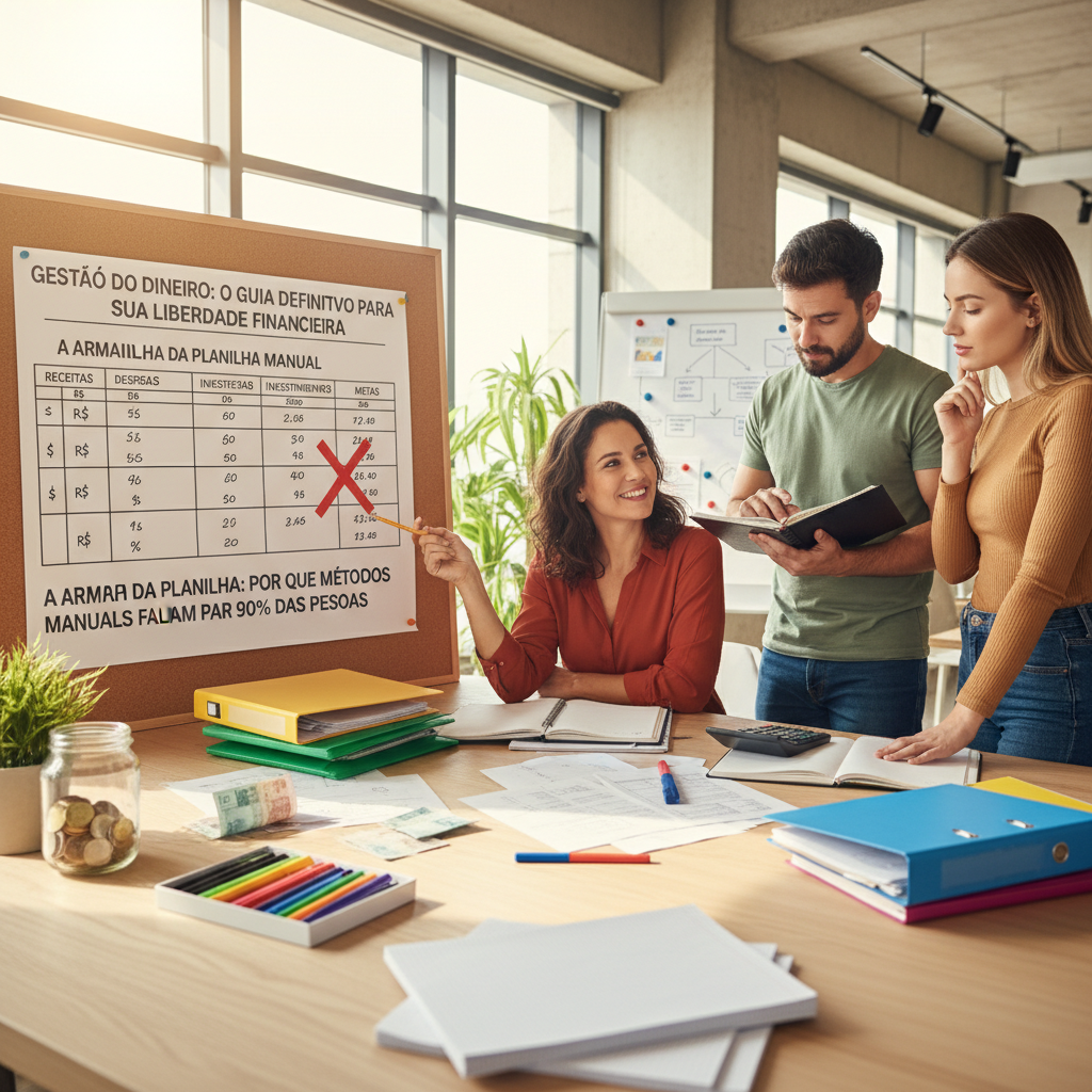 Pessoa frustrada tentando preencher controle de gastos no Excel