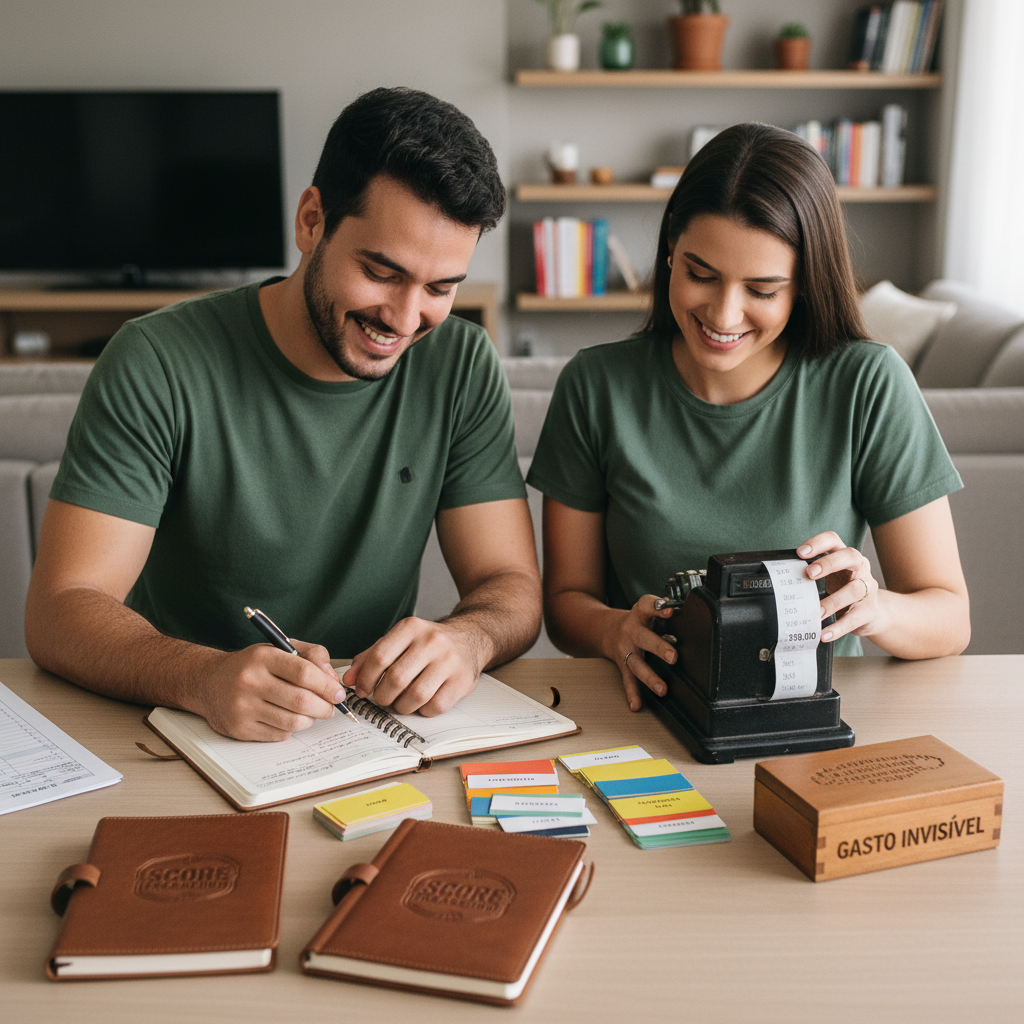 Gráfico de gastos invisíveis e impacto no score de saúde financeira