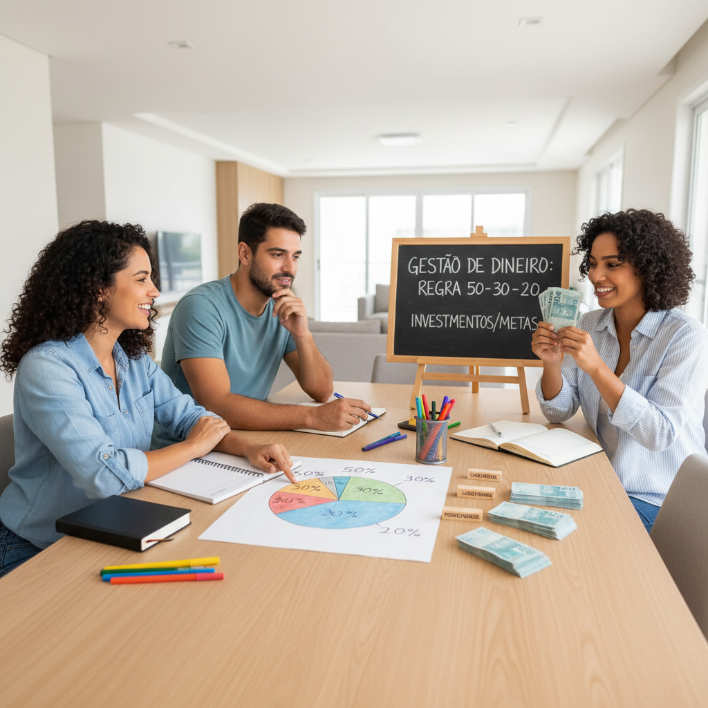 Aplicação da regra 50-30-20 na gestão de dinheiro pessoal